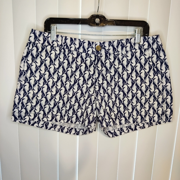 Old Navy Pants - Old Navy Dark Blue & White Seahorse Shorts Women's Size 10